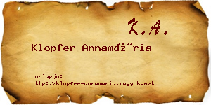 Klopfer Annamária névjegykártya